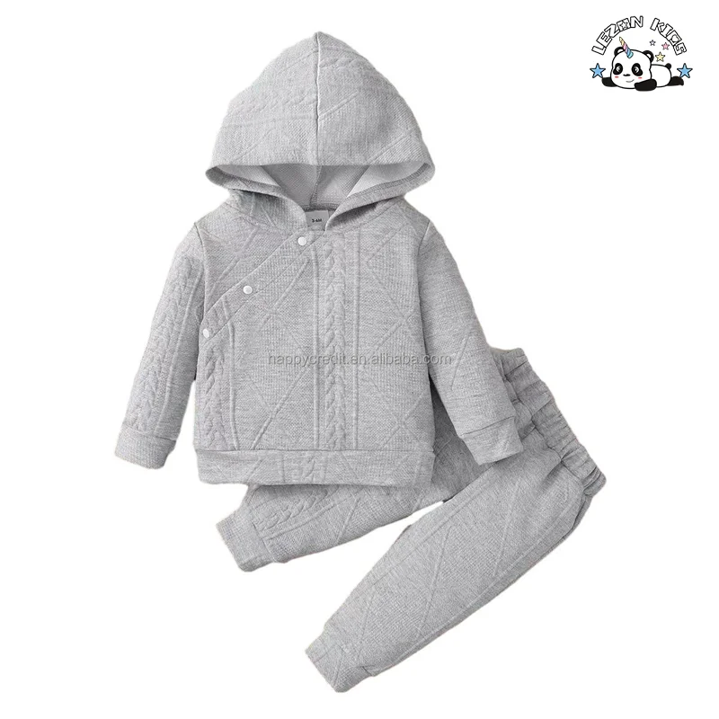 LEZONKIDS - Customizable New Arrival Long Sleeve Hoodies and Pants Kids Jacquard Clothing Sets for Children Girls Body Suit